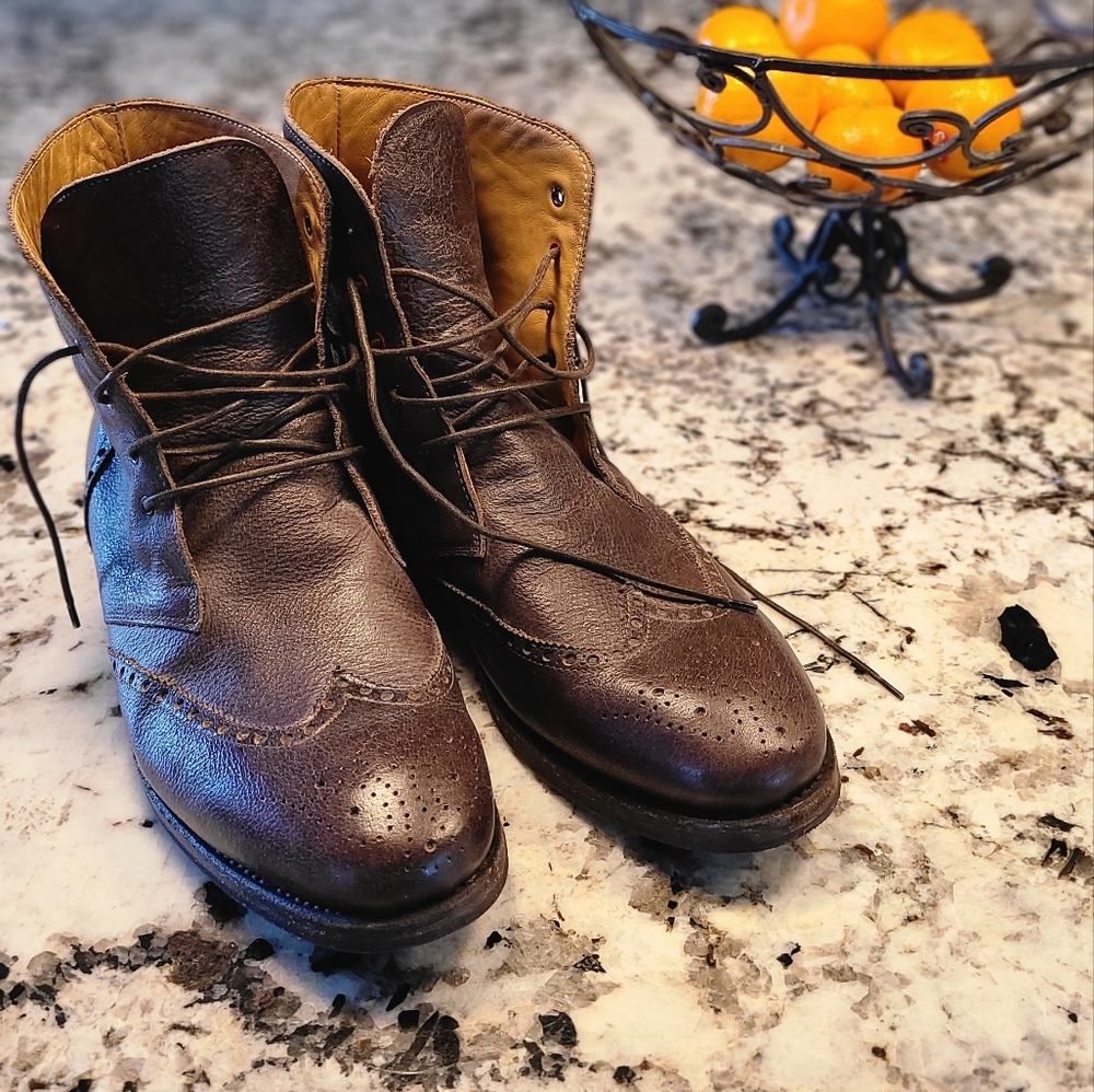 Men's dress boots - chestnut brown, made in Italy, Euro size 44 = US size 11